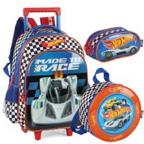 Kit Mochila Rodinhas Oficial Hot Wheels Luxcel Ic41506 Azul