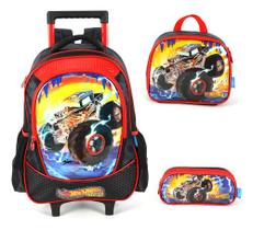 Kit Mochila Rodinhas Original Hot Wheels Monster Trucks