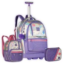 Kit Mochila Rodinhas Rebecca Bonbon Bolsinha Térmica Estojo