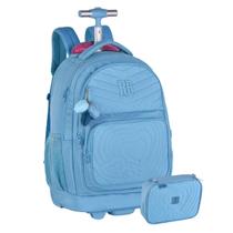 Kit Mochila Rodinhas Rebecca Bonbon Com Estojo Box - Azul