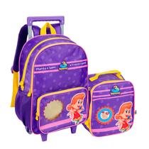 Kit Mochila Rodinhas Roxo Três Palavrinhas Original 2026