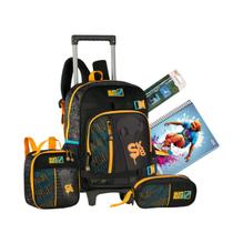 Kit Mochila Rodinhas Skate SK8 Original Masculino com Estojo e Lancheira