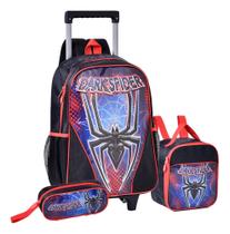 Kit Mochila Rodinhas Spiderman Infantil Escolar Meninos Clio Kit Mochila Rodinhas Spiderman Infantil Escolar Meninos Clio