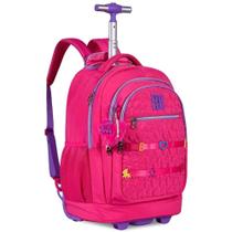 Kit Mochila ROSA de Rodinha com Lancheira e Estojo Rebecca Bonbon Escolar