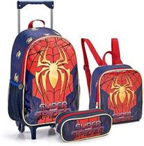 kit mochila seanite aranha com lancheira e porta lápis
