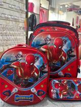 Kit mochila sem rodinha tres peças homem aranha