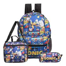 Kit Mochila Sonic 2 Costa E Estojo E Lancheira Escolar - LOBETRIX