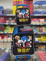 kit mochila sonic com rodinha+lancheira