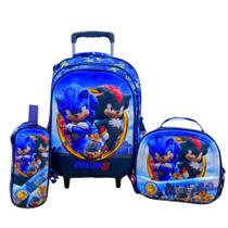 Kit Mochila Sonic Rodinha Infantil Resistente Escolar Menino Kit Mochila Sonic Rodinha Infantil Resistente Escolar Menino