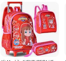 Kit Mochila sorvete vermelho + Estojo e Lancheira Ref: Av 24033K