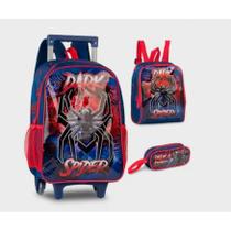 Kit mochila spider aranha escolar infantil menino rodinha