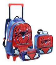 Kit Mochila Spider Aranha Infantil Masculina Rodinhas Seanit
