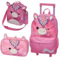 Kit Mochila Squishmallows Lola Lancheira Estojo Unicórnio