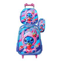 Kit Mochila Stitch com Rodinhas em 3D Alto Relevo + Lancheira Térmica + Estojo Escolar Kit Mochila Stitch com Rodinhas em 3D Alto Relevo + Lancheira Térmica + Estojo Escolar