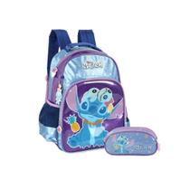 Kit Mochila Stitch Costas E Estojo Disney Escolar Violeta