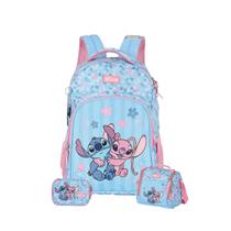 Kit Mochila Stitch Costas Lancheira E Estojo Box Infantil Cor:Rosa