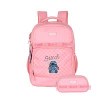 Kit Mochila Stitch De Costas E Estojo Triplo Disney Infantil