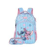 Kit Mochila Stitch De Costas E Estojo Triplo Escolar Meninas