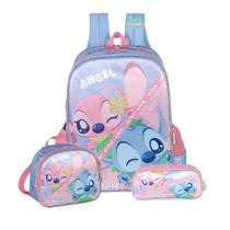 Kit Mochila Stitch Disney Costas Lancheira Com Estojo Duplo