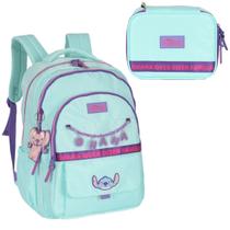 Kit Mochila Stitch Ohana Costa Laptop Turquesa C/ Estojo Box