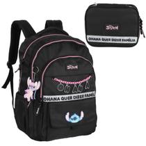 Kit Mochila Stitch Ohana de Costa Laptop Preto C/ Estojo Box