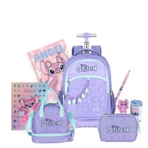Kit Mochila Stitch Rodinhas Lancheira E Estojo Box Matelassê Kit Mochila Stitch Rodinhas Lancheira E Estojo Box Matelassê