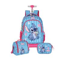 Kit Mochila Stitch Rodinhas Lancheira E Estojo Box Viagem Kit Mochila Stitch Rodinhas Lancheira E Estojo Box Viagem