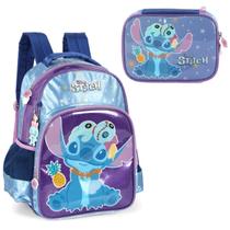 Kit Mochila Stitch Violeta Juvenil Disney Com Estojo Box