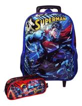 Kit Mochila Super Homem Superman Rodinhas Estojo Infantil Kit Mochila Super Homem Superman Rodinhas Estojo Infantil