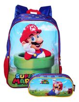 Kit Mochila Super Mario Bros Filme Meninos Escolar Costas Kit Mochila Super Mario Bros Filme Meninos Escolar Costas