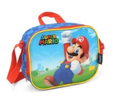Kit Mochila Super Mario Rodas Escolar Com Estojo E Lancheira