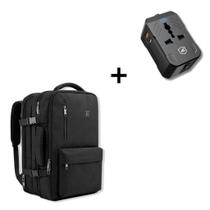 Kit Mochila Symetric Impermeável 33L Notebook 17 e Carregador Universal Turbo Power Delivery GShield