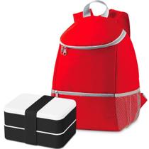Kit Mochila Térmica 10 Litros Lunch e Marmita TopGet Vermelho e Preto Kit Mochila Térmica 10 Litros Lunch e Marmita TopGet Vermelho e Preto
