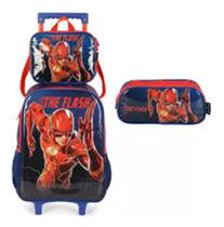 Kit Mochila The Flash Filme Meninos Escolar Rodinha Original Kit Mochila The Flash Filme Meninos Escolar Rodinha Original