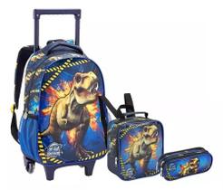 Kit Mochila Trex The Dinossauro Rodinhas Tam G + Lancheira