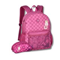 Kit Mochila Tsum Tsum Lotso Costas Estojo Duplo Meninas Teen Kit Mochila Tsum Tsum Lotso Costas Estojo Duplo Meninas Teen