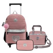 Kit Mochila Tween Panda Rosa Com Lancheira e Estojo Box