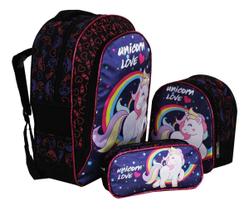 Kit Mochila Unicornio T3 Infantil Aulas Costas