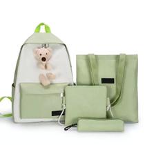 Kit Mochila Ursinho 4 em 1 Multifuncional Impermeável Necessaire Estojo Bolsa Maternidade Mamãe Bebe