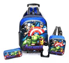 Kit Mochila Vingadores Avengers Armored Rodinhas G