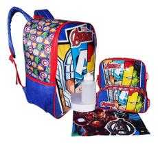 Kit Mochila Vingadores Escolar Costas Meninos