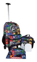 Kit Mochila Vingadores Infantil Juvenil Carrinho Escolar