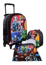 Kit Mochila Vingadores Infantil Masculina Rodinhas Aulas T3