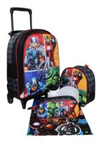 Kit Mochila Vingadores Infantil Masculina Rodinhas Aulas T3