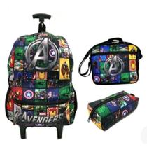 Kit Mochila VINGADORES Juvenil Infantil Rodinhas Escolar