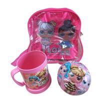 Kit Mochila Viseira Lancheira Infantil Menina com Copo e Brinde Kit Mochila Viseira Lancheira Infantil Menina com Copo e Brinde