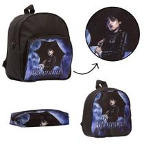 Kit Mochila Wandinha Com Lancheira Infantil e Estojo Preto Kit Mochila Wandinha Com Lancheira Infantil e Estojo Preto
