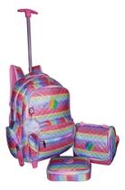 Kit Mochila Yeep Glitter Juvenil Notebook Pompom Escolar Top Kit Mochila Yeep Glitter Juvenil Notebook Pompom Escolar Top