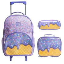 Kit Mochila Yins Escolar De Carrinho Infantil Menina + Lancheira + Estojo Kit Candy - Ref YS42158 Kit Mochila Yins Escolar De Carrinho Infantil Menina + Lancheira + Estojo Kit Candy - Ref YS42158