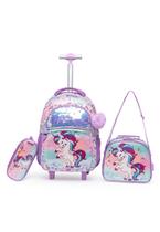 Kit Mochila Yupe Carrinho Unicornio Menina